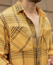 Mustard Yellow Structured Check Shirt.