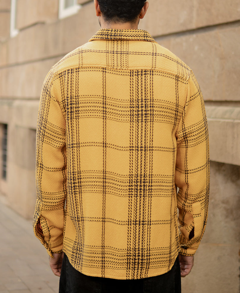 Mustard Yellow Structured Check Shirt.