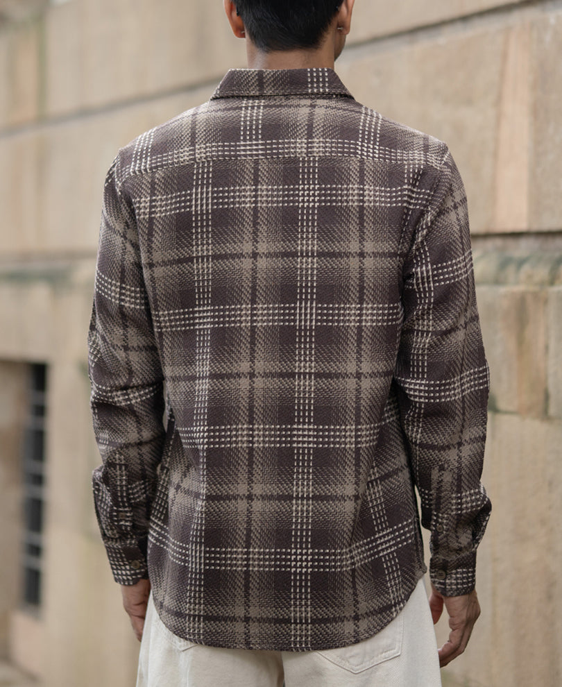 Brown Structured Checks Shirt.