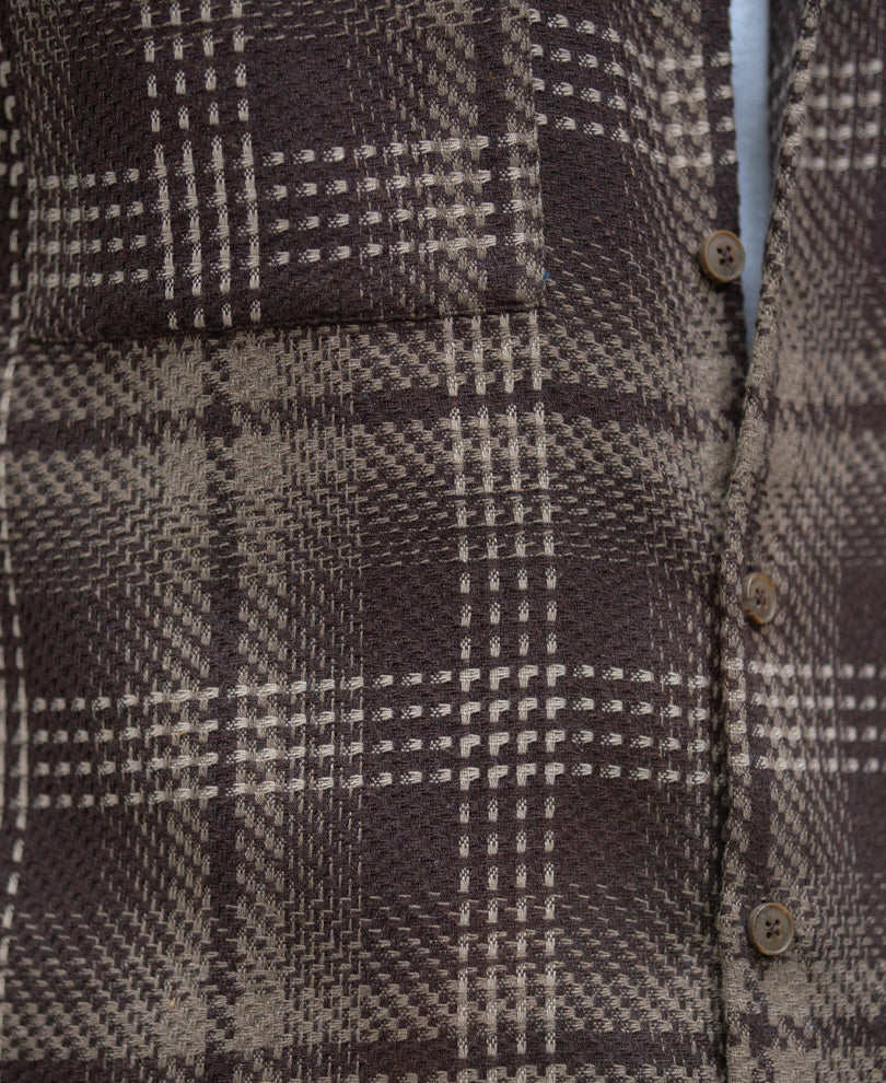 Brown Structured Checks Shirt.