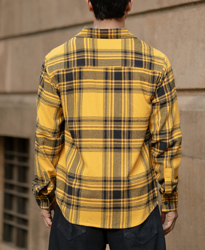 Mustard Brushed Checks Shirt.