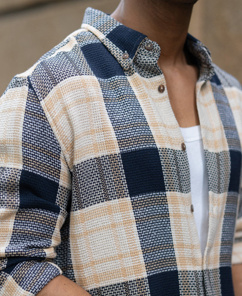 Multicolor Structured Checks Shirt.