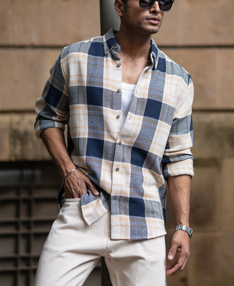 Multicolor Structured Checks Shirt.