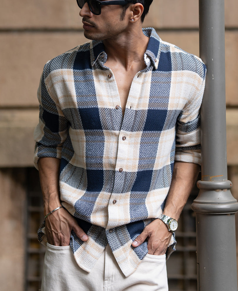 Multicolor Structured Checks Shirt.
