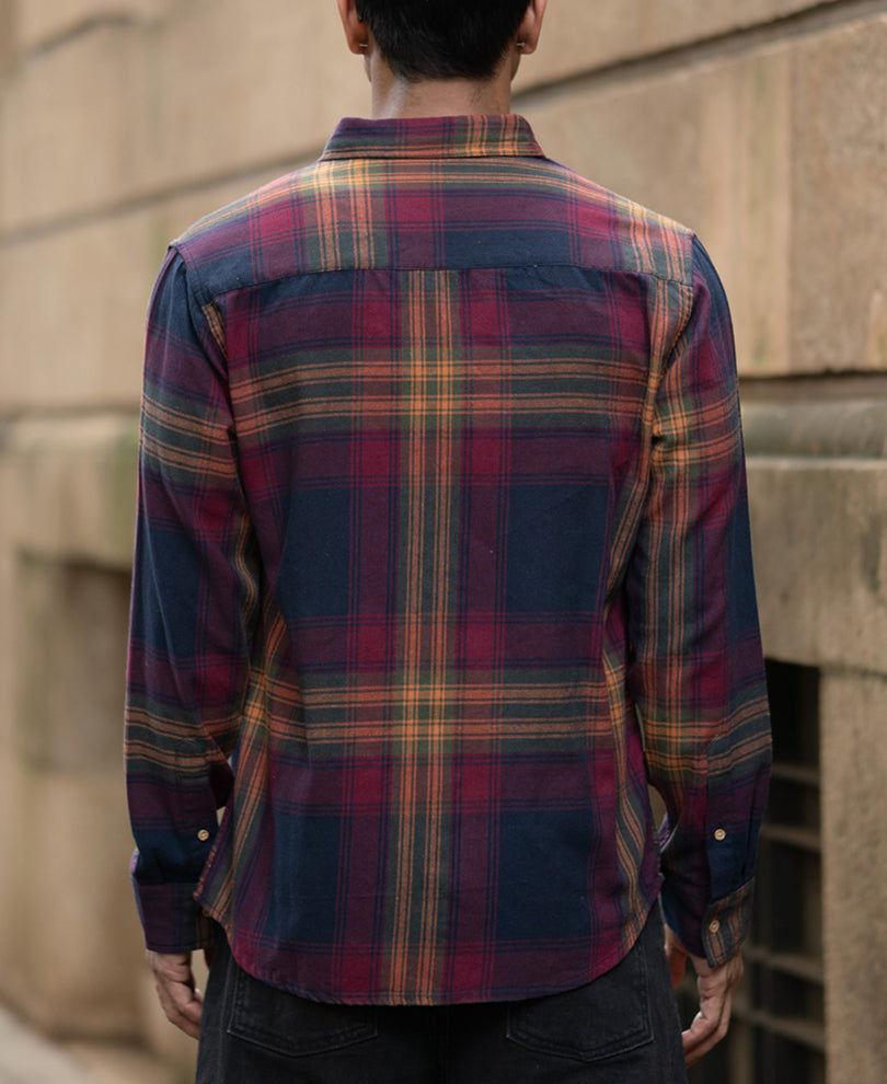 Multicolour Twill Checks Buttondown Shirt.