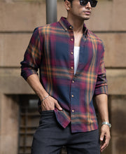 Multicolour Twill Checks Buttondown Shirt.