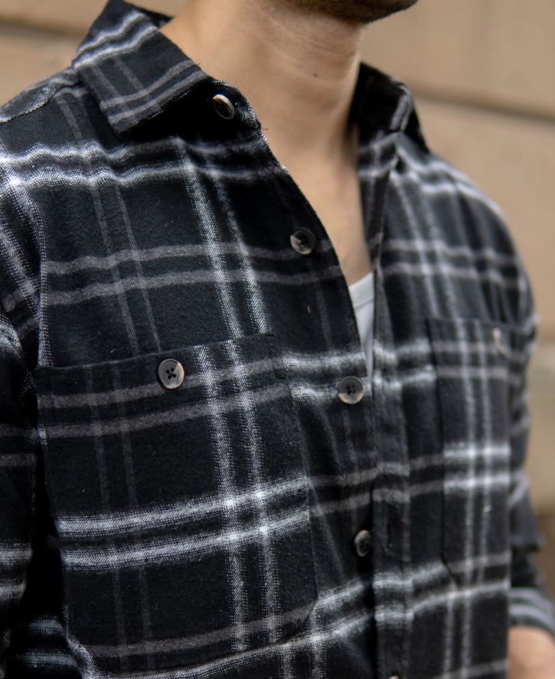 Black Brushed Checkrd Shirt.