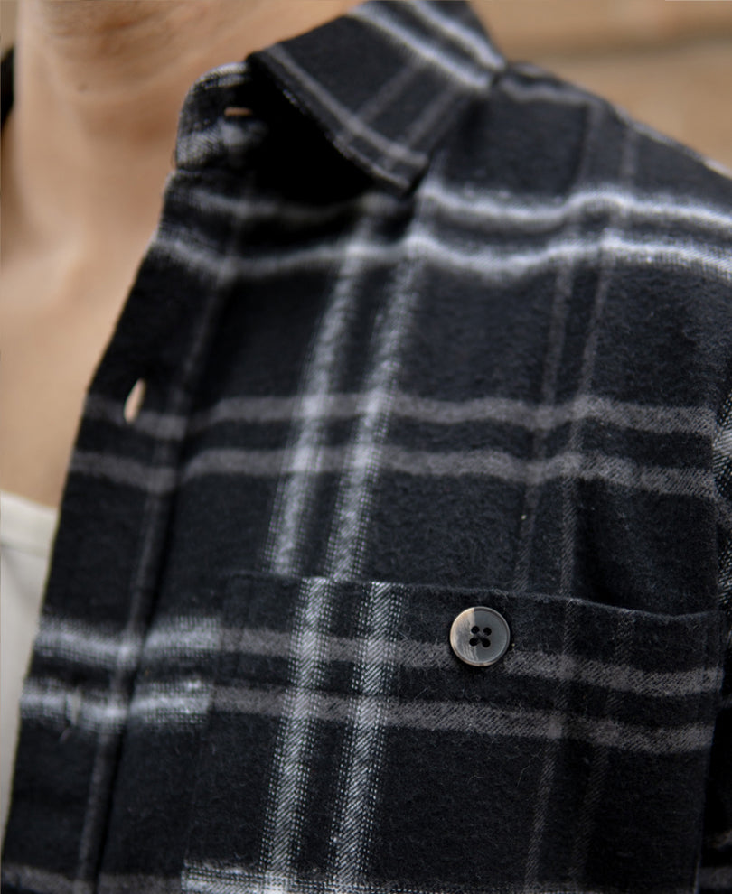 Black Brushed Checkrd Shirt.
