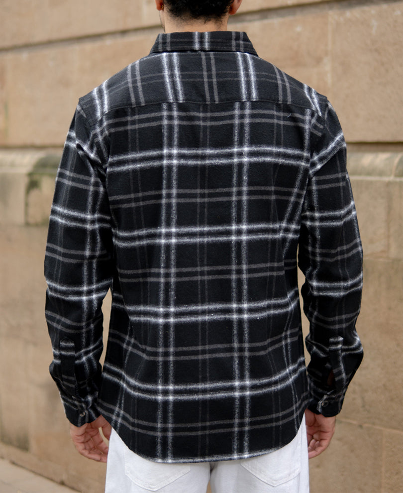 Black Brushed Checkrd Shirt.