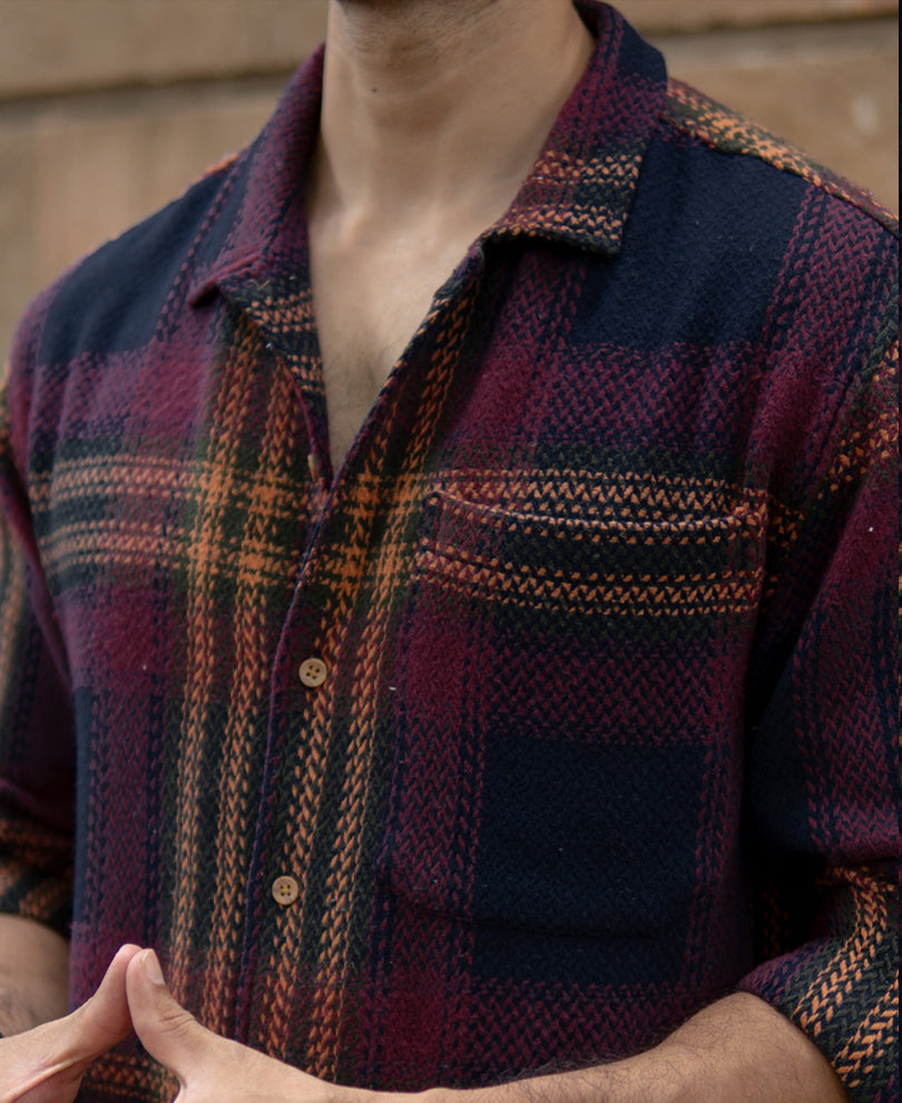 Multicolour Structured Checked Full Sleeves Shirt.