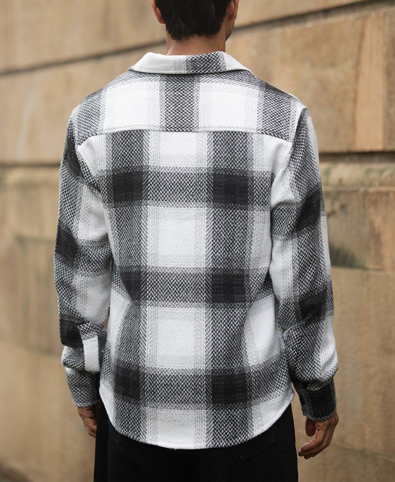 Black And White Checks Overshirt.