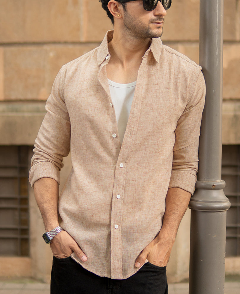 Tan Lightweight Structured Shirt.