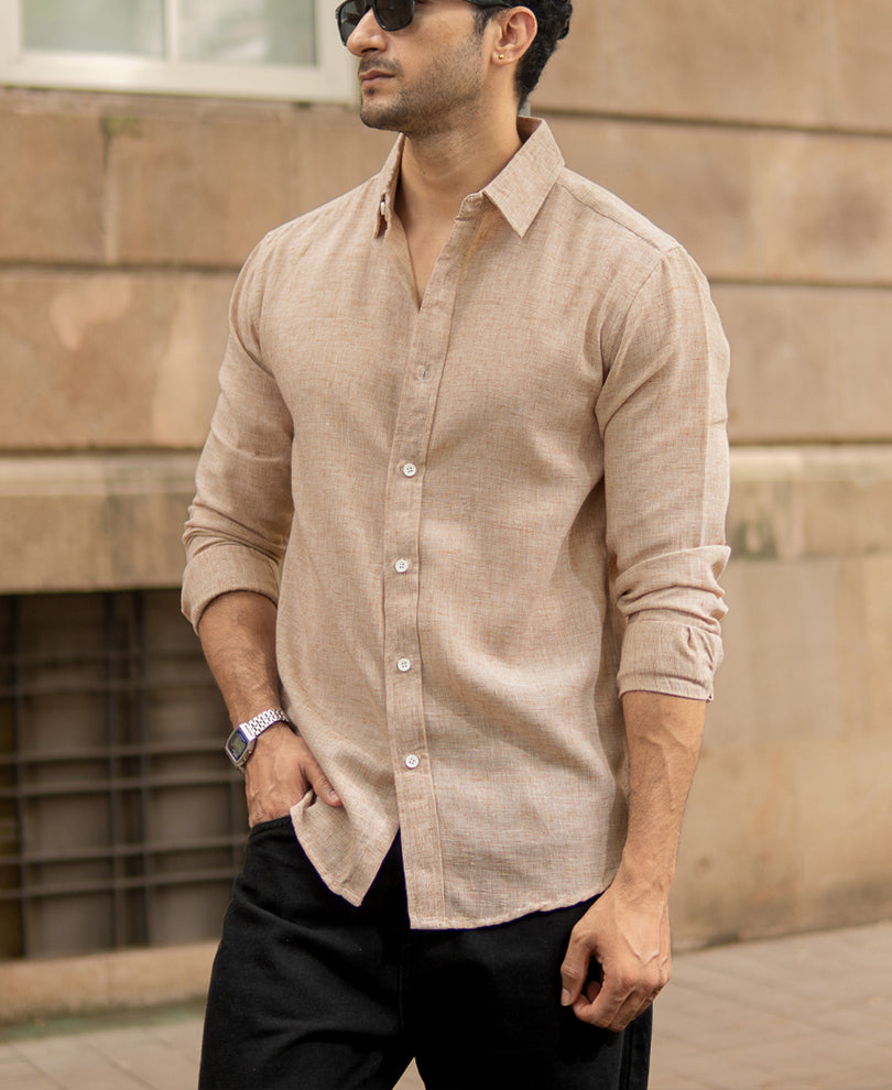 Tan Lightweight Structured Shirt.