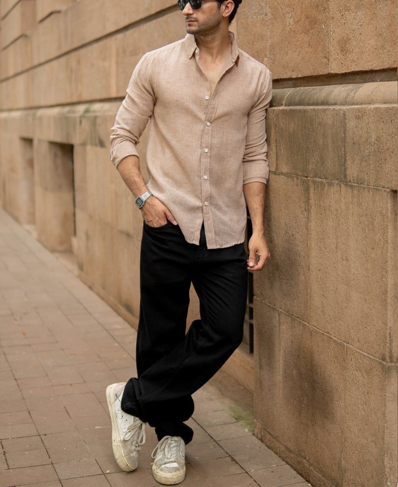 Tan Lightweight Structured Shirt.