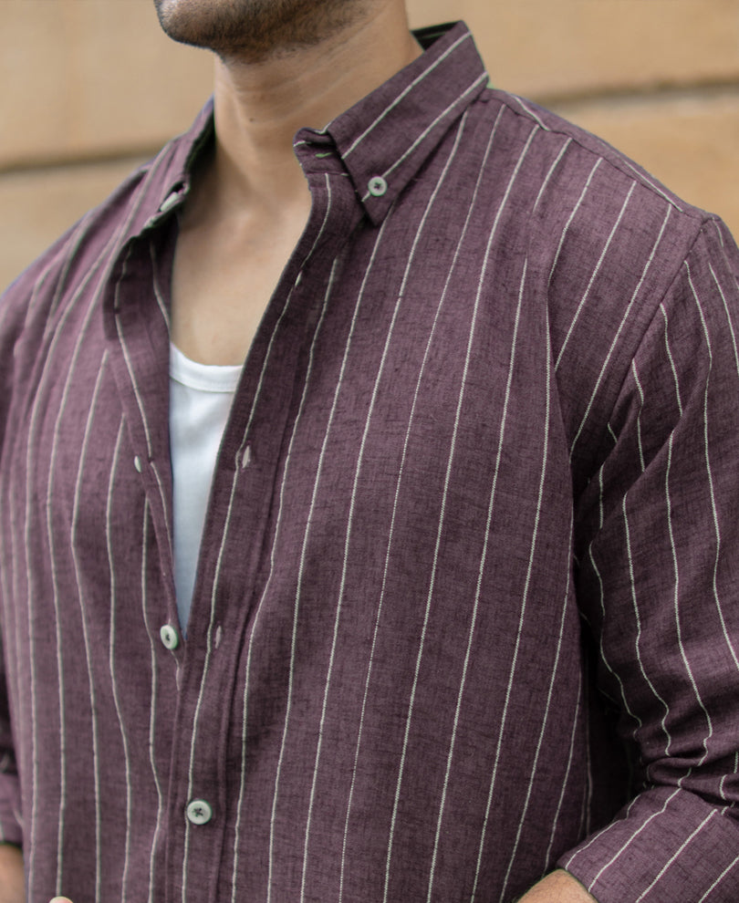 Brown Flowy Striped Shirt.