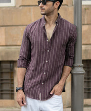 Brown Flowy Striped Shirt.