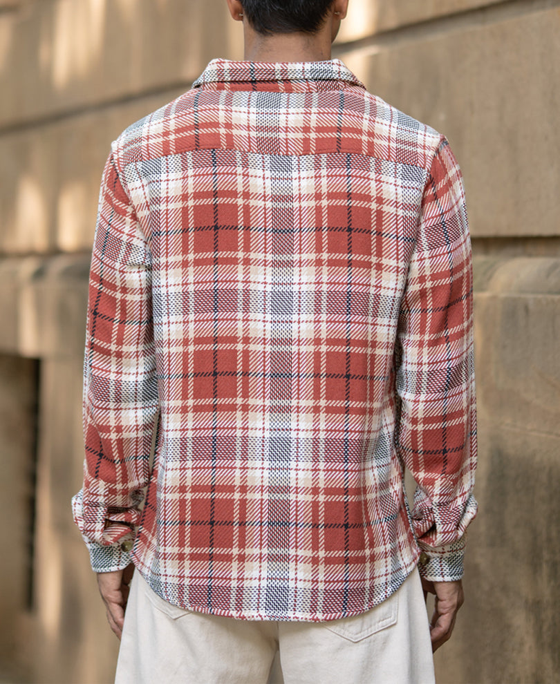 Brick Structured Checks Shirt.