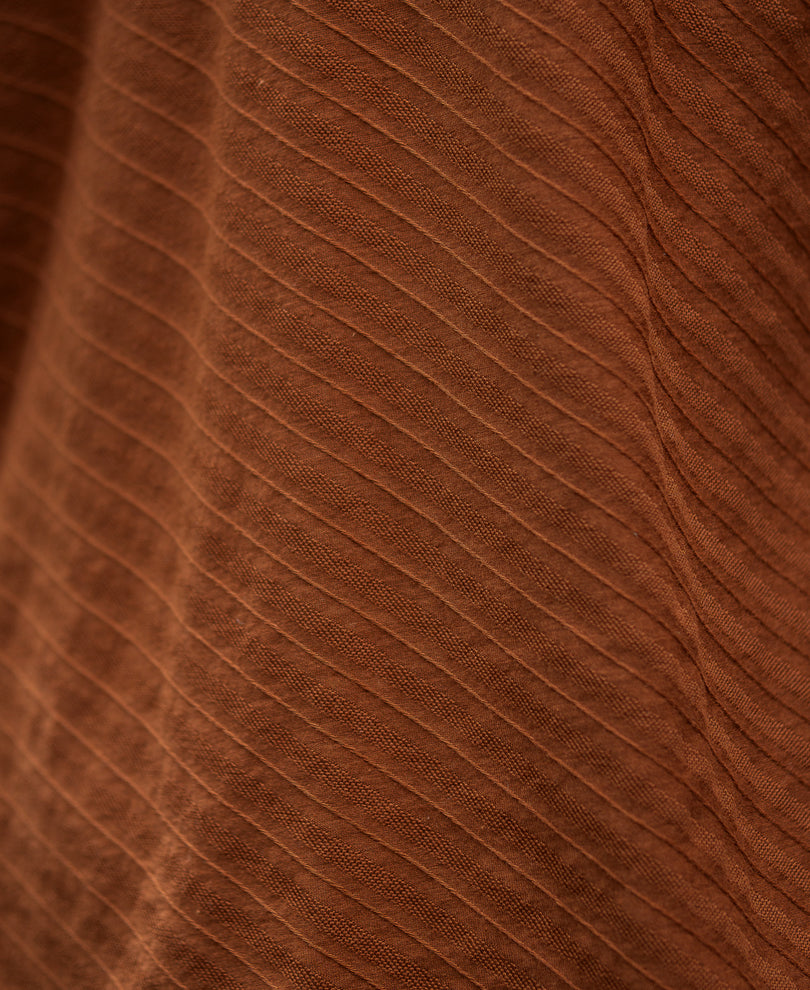 Dark Tan Contrast Collar Zipper T-Shirt.