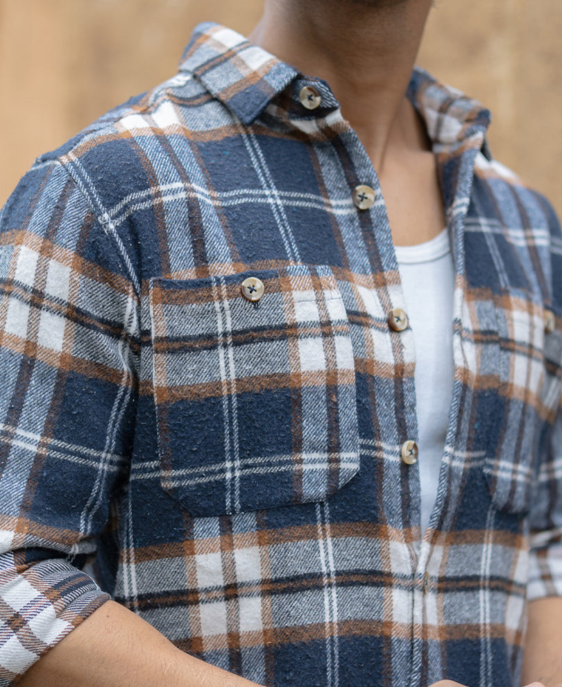 Multi Colour Checks Shirt With Pockets.