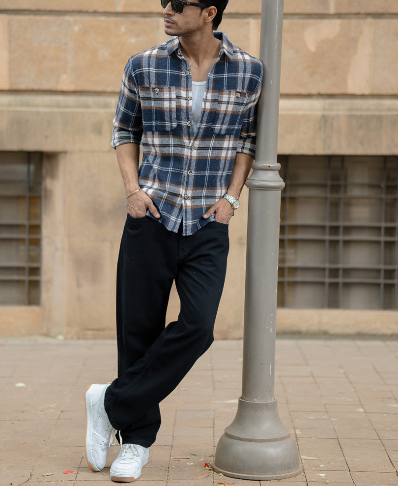 Multi Colour Checks Shirt With Pockets.