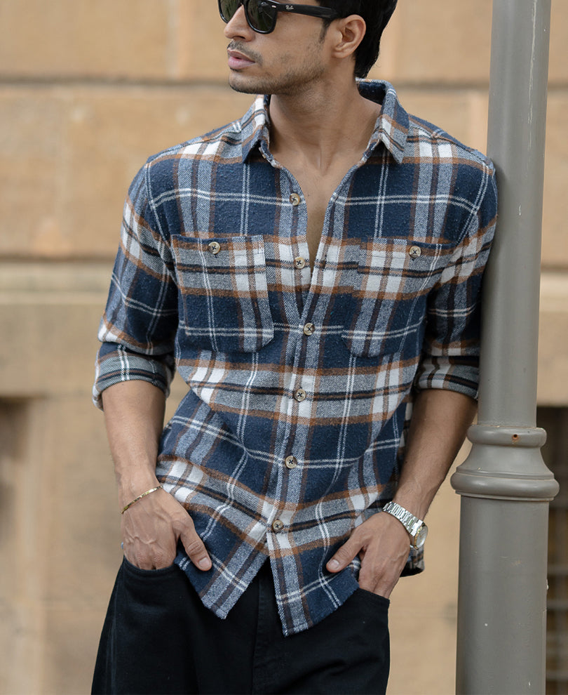 Multi Colour Checks Shirt With Pockets.