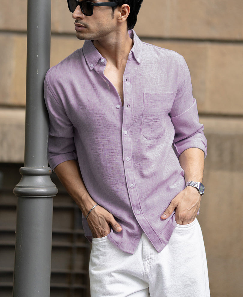 Lavender Slub Textured Shirt.