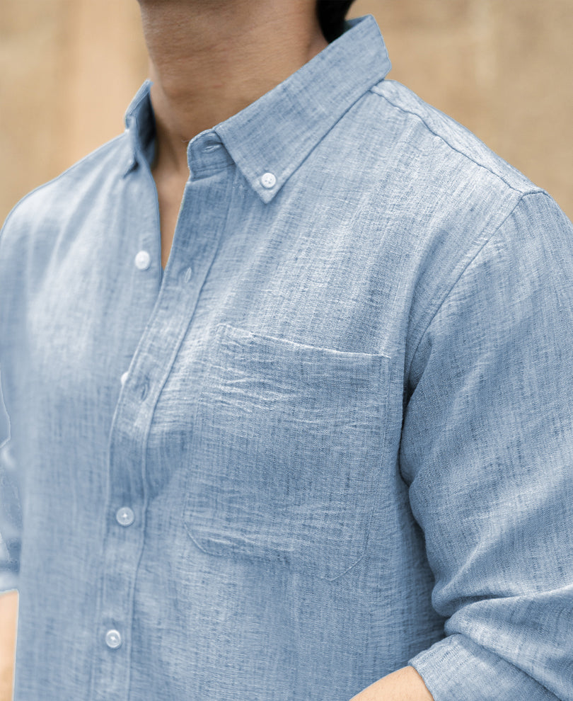 Light Grey Slub Textured Shirt.