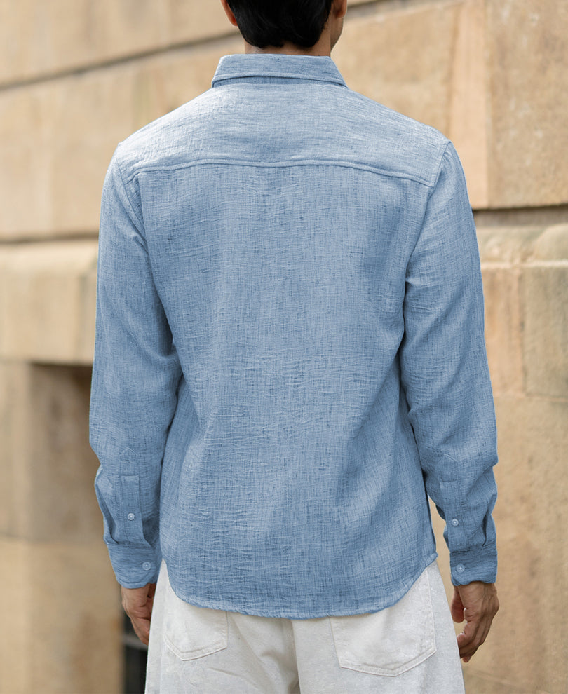 Light Grey Slub Textured Shirt.