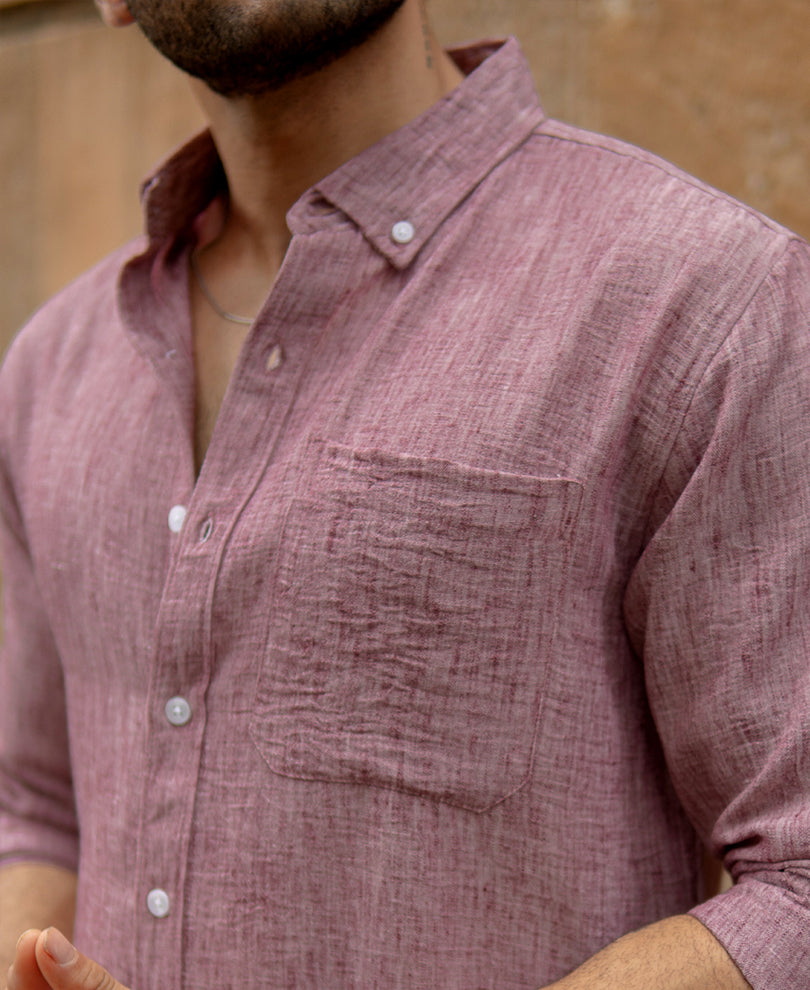 Mauve Slub Textured Shirt.