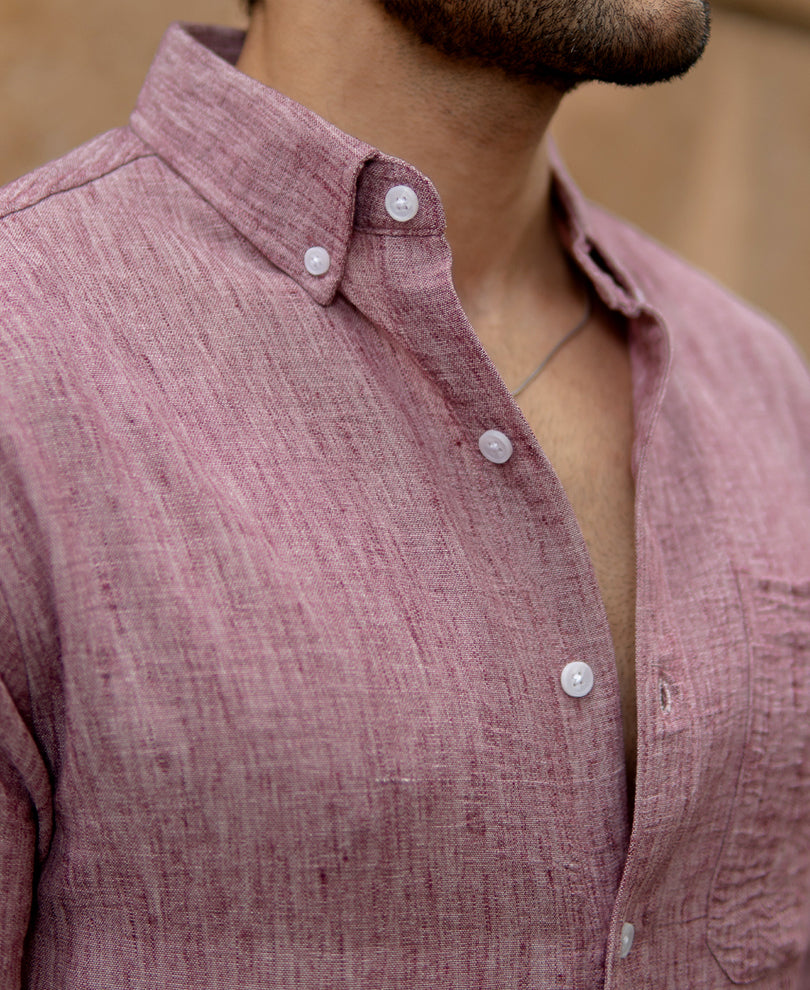 Mauve Slub Textured Shirt.