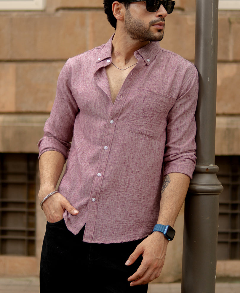 Mauve Slub Textured Shirt.
