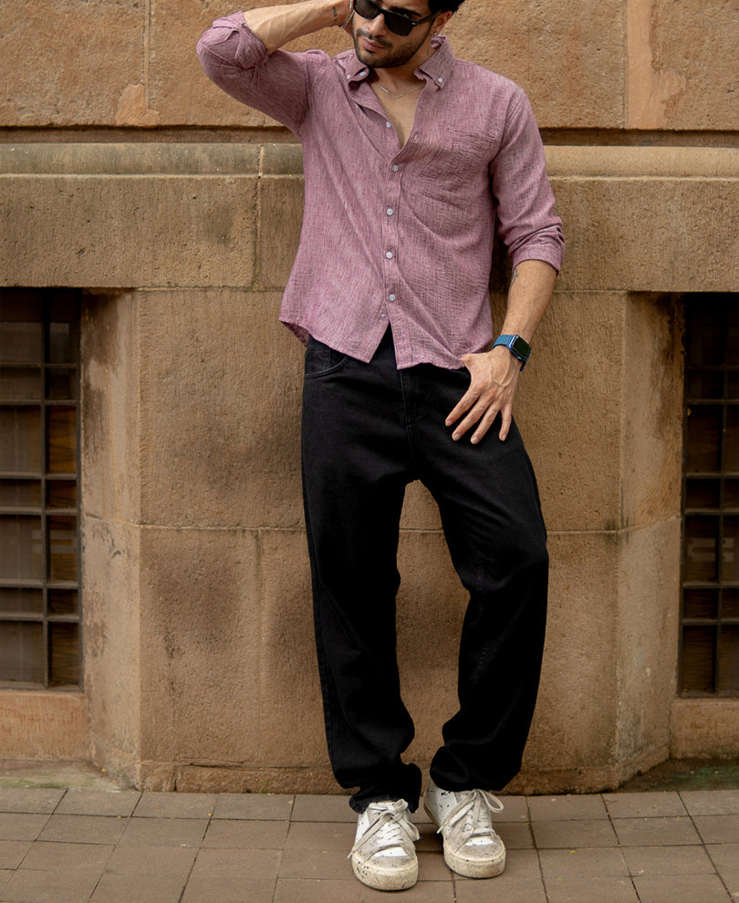 Mauve Slub Textured Shirt.