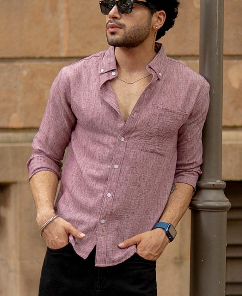 Mauve Slub Textured Shirt.