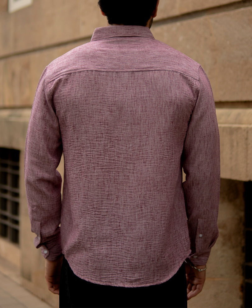 Mauve Slub Textured Shirt.
