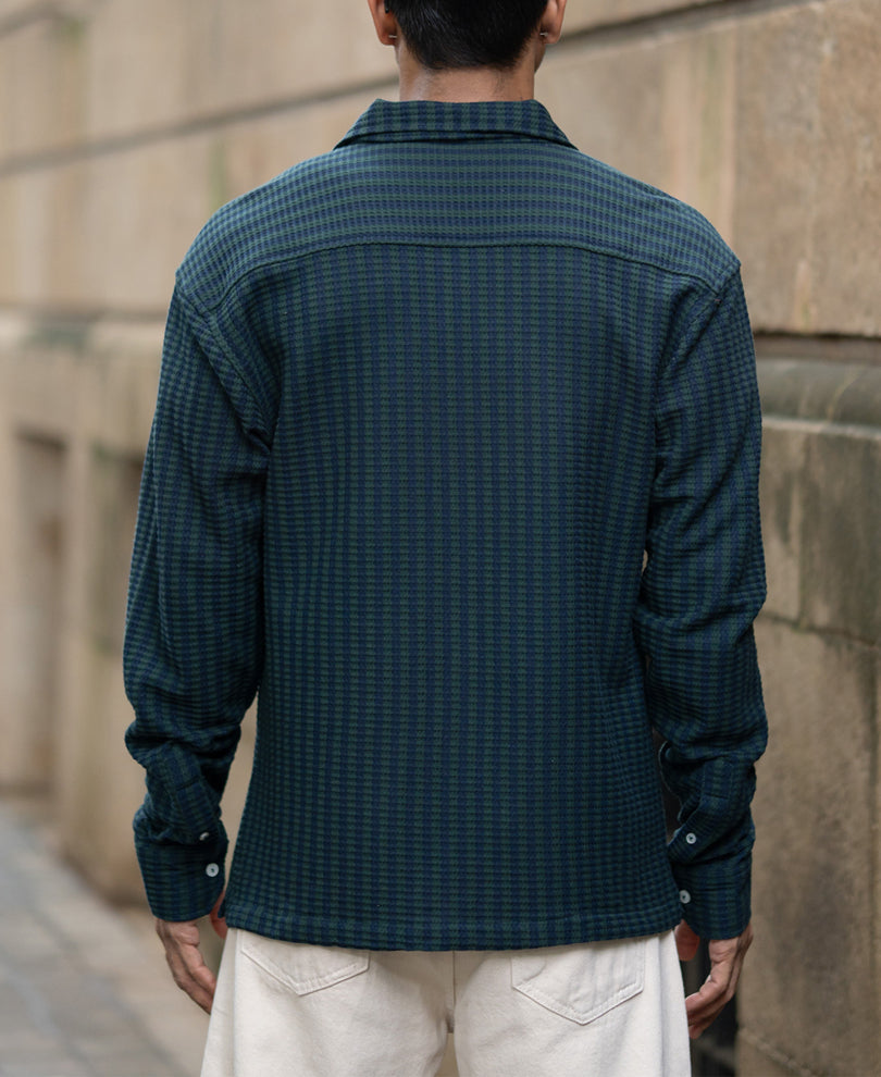Navy And Pine Stripe Shirt.