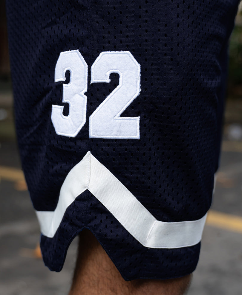Navy Embroidered Mesh Short.