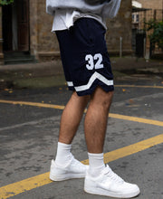 Navy Embroidered Mesh Short.