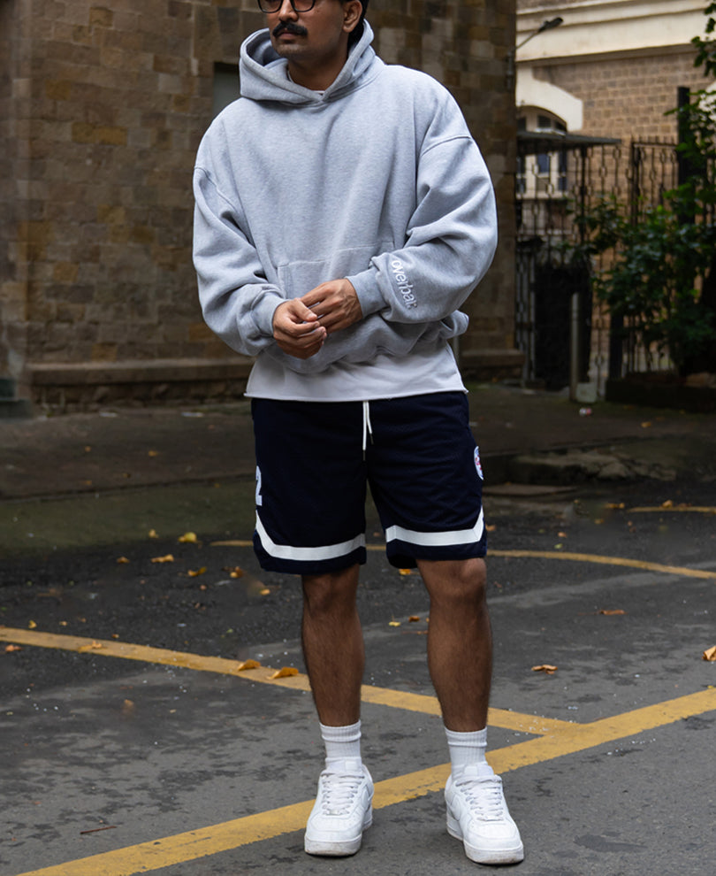 Navy Embroidered Mesh Short.