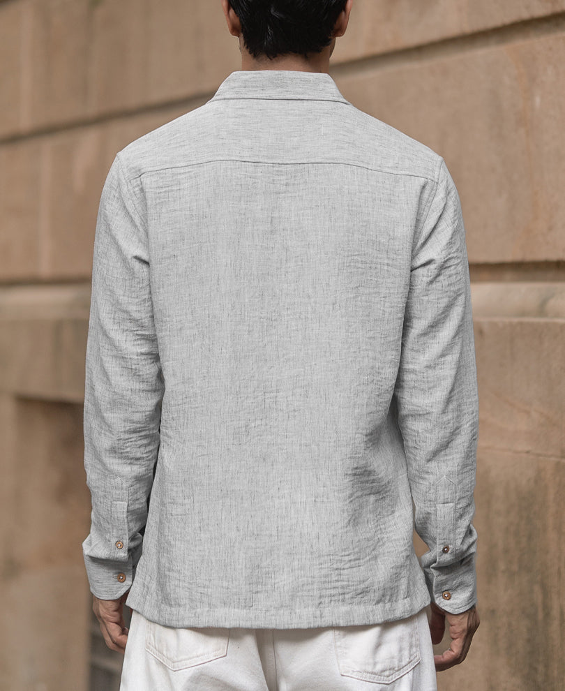 Light Grey Slub Kurta Shirt.
