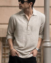 Light Beige Slub Kurta Shirt.