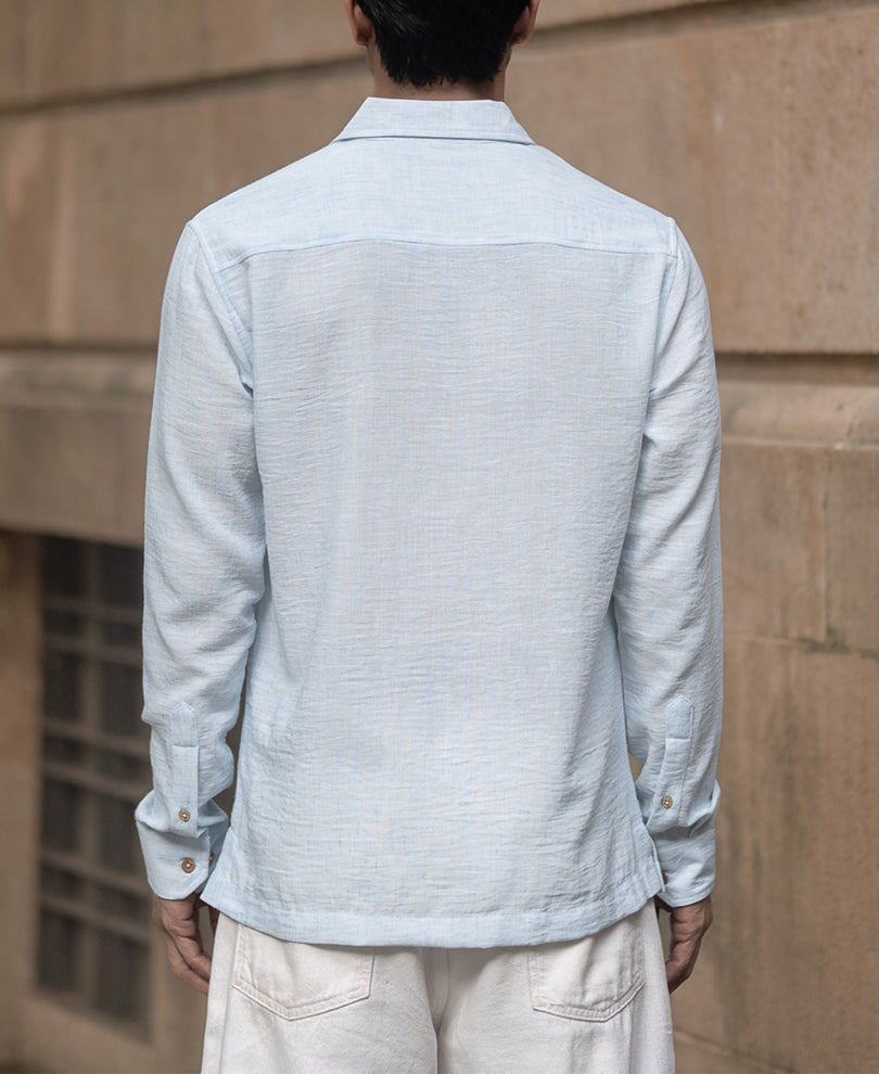 Light Blue Slub Kurta Shirt.
