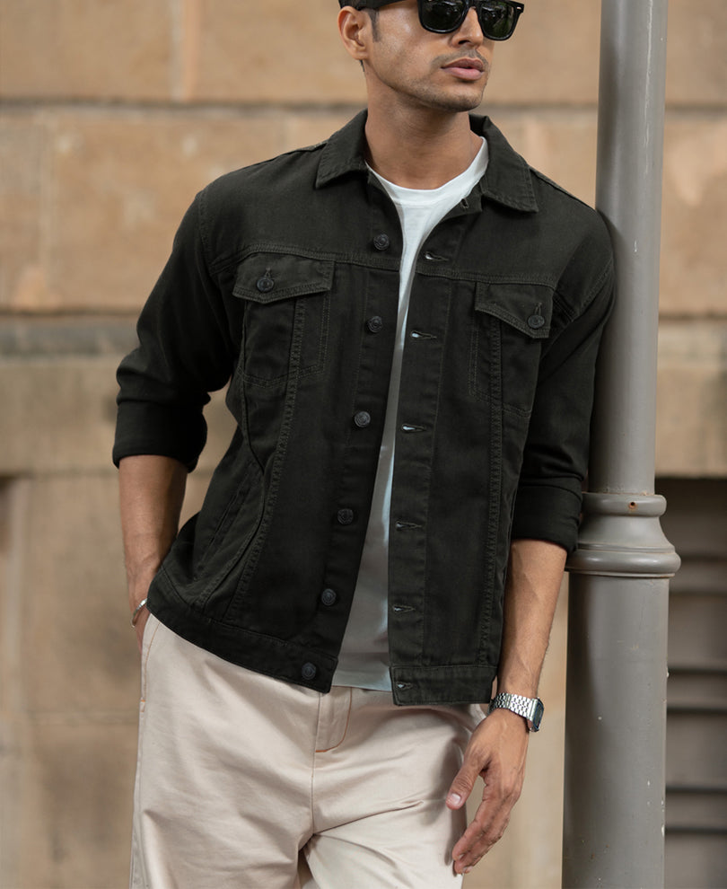Dark Olive Denim Jacket.