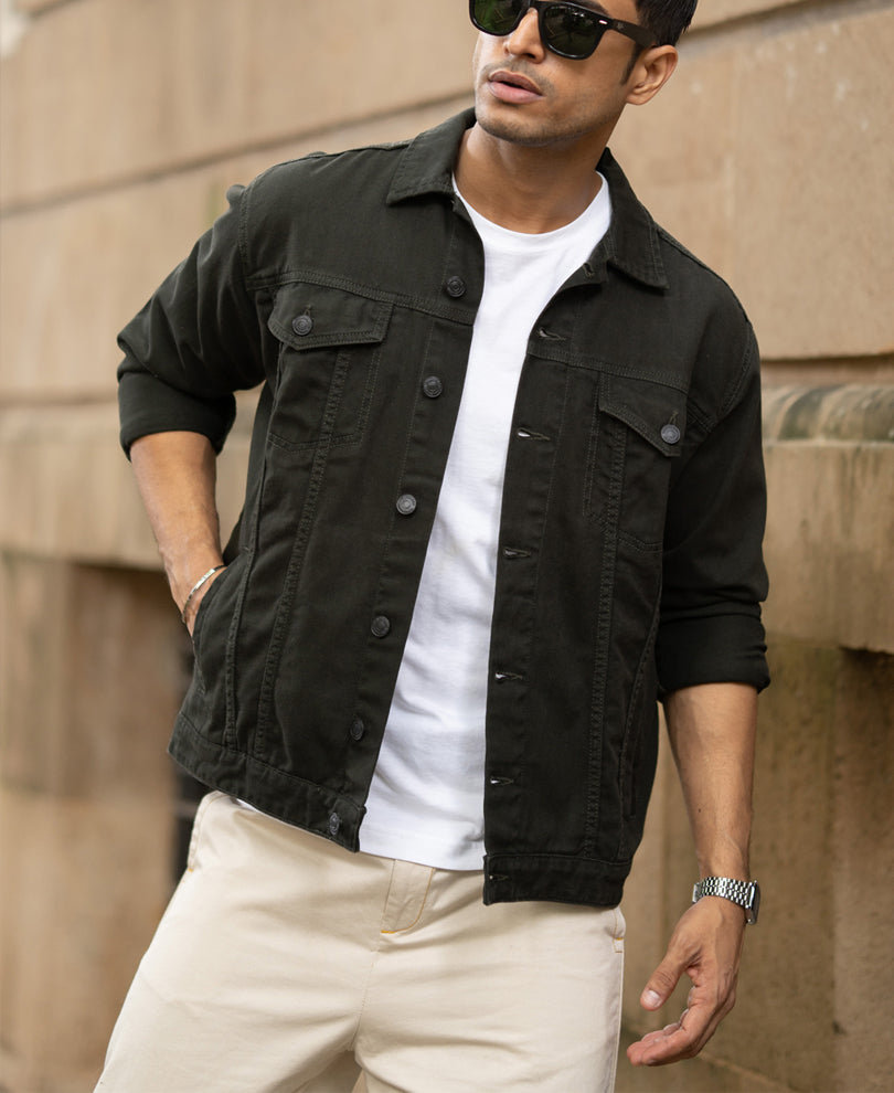 Dark Olive Denim Jacket.