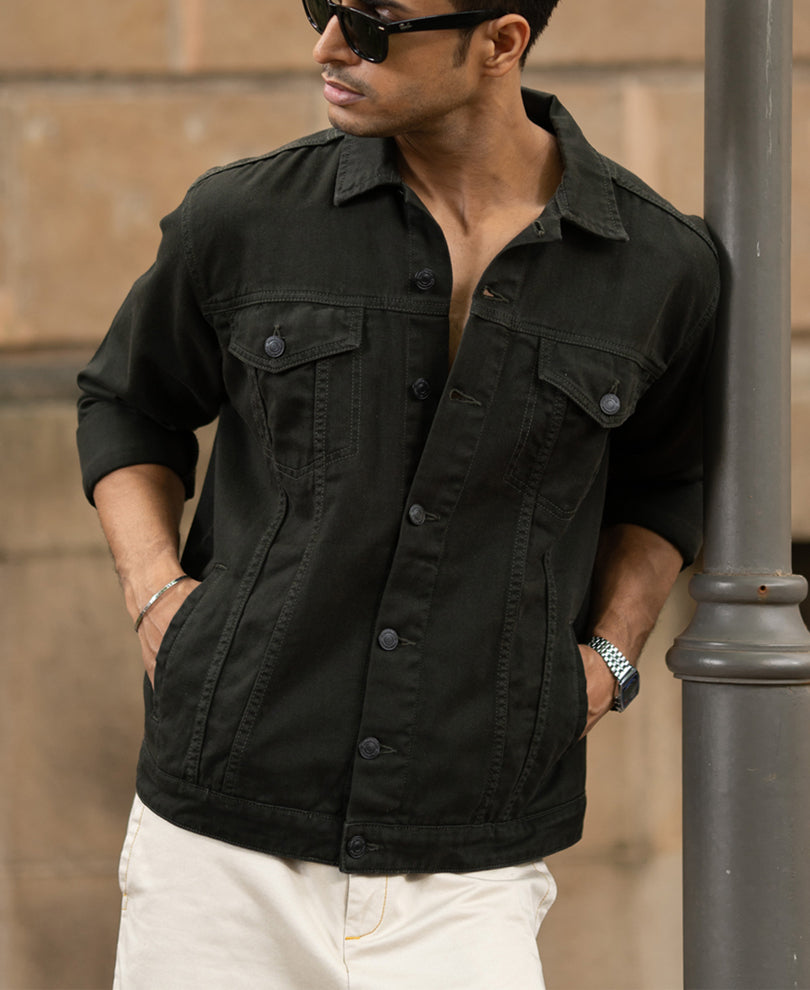 Dark Olive Denim Jacket.