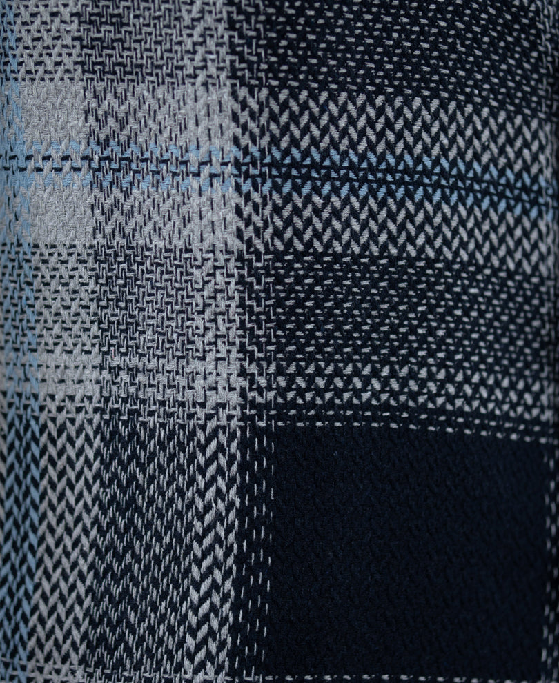 Grey And Navy Structured Checks Shirt.