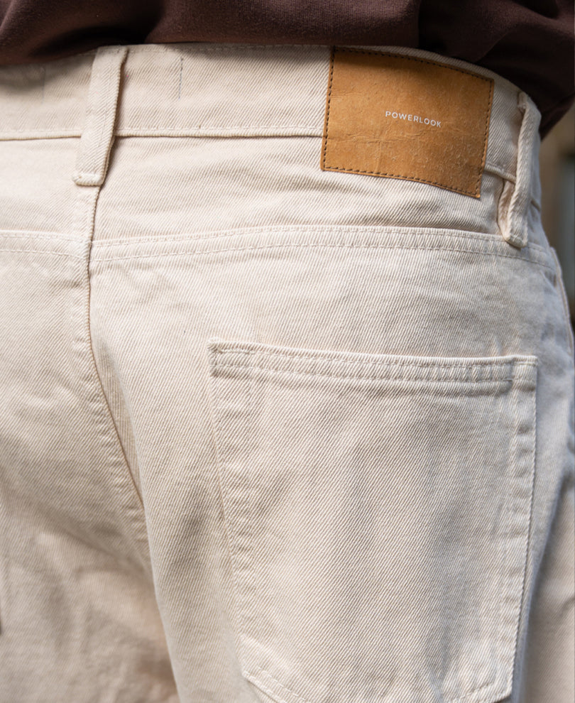Cream Baggy Fit Jeans.