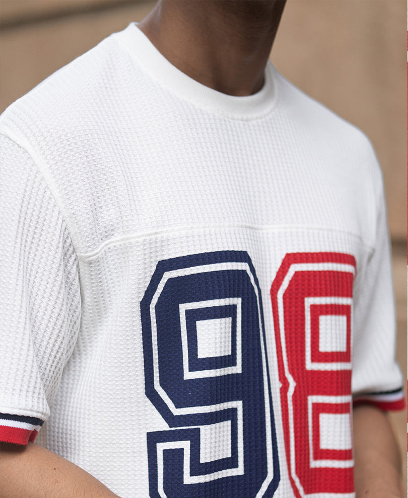 White Structured Print T-Shirt.