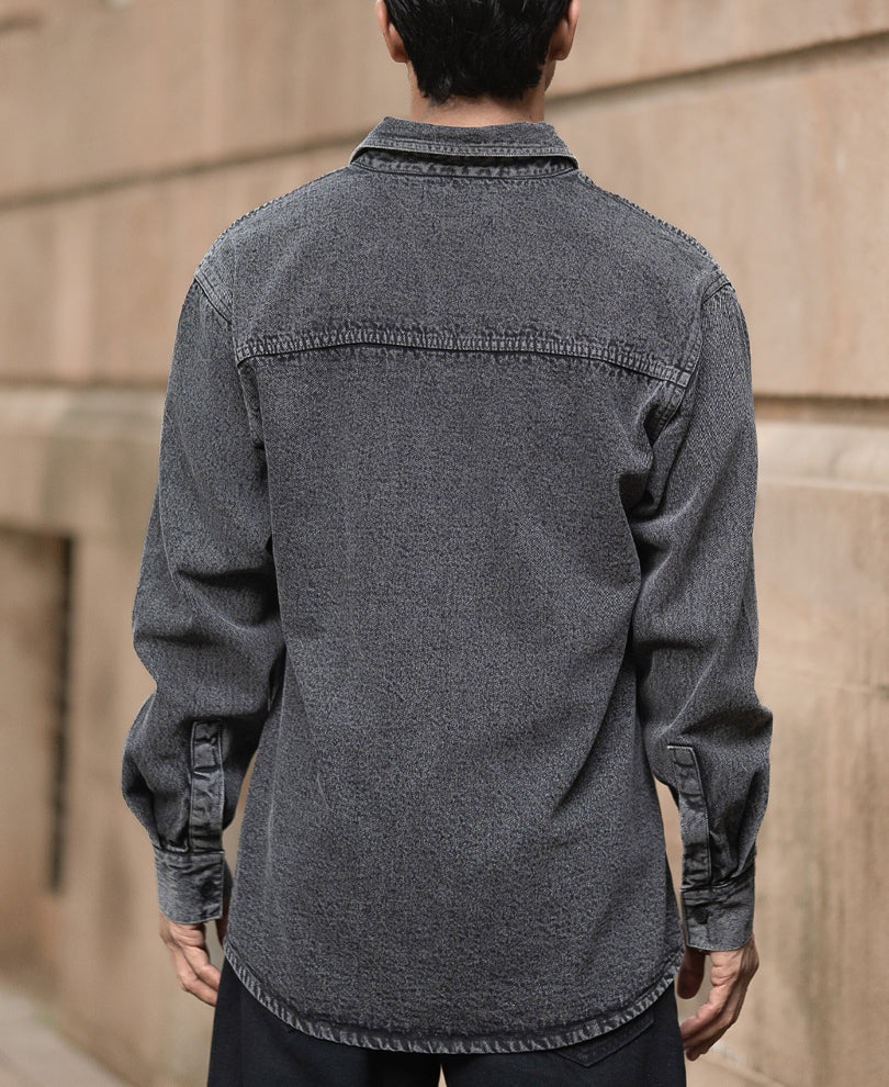 Charcoal Washed Denim Overshirt.