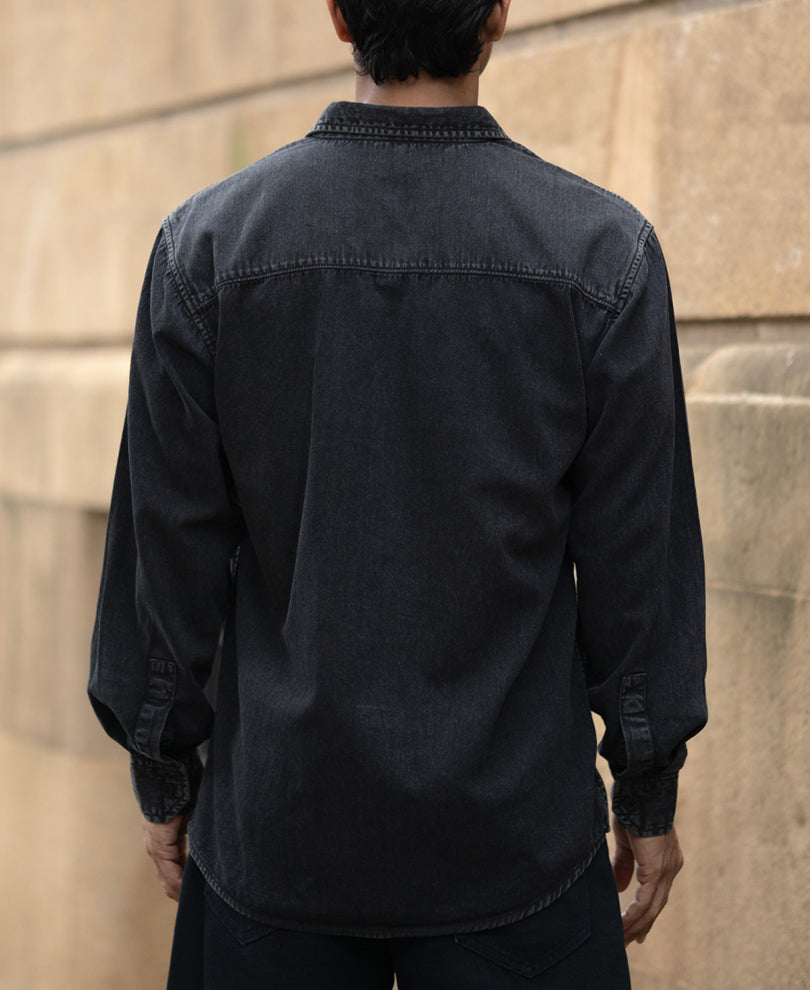 Charcoal Washed Denim Shirt.