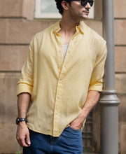 Butter Yellow Linen Blend Shirt.